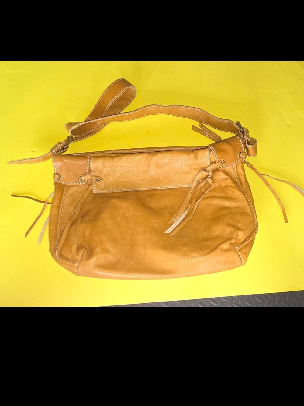 Sundance Catalog Italian Leather Shoulder Bag Slouchy Boho Hobo Tan Camel